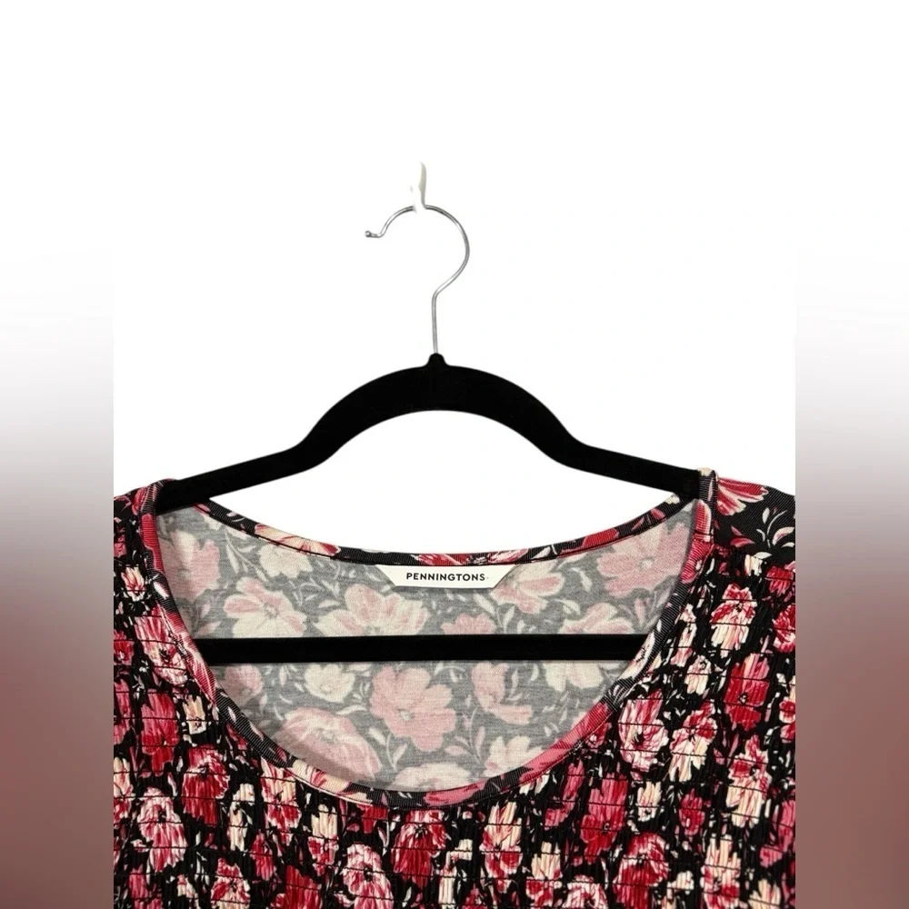 NEW, Penningtons, Plus Size Floral Stretch Dress, 2X, Pink, Black, White - Picture 6 of 10